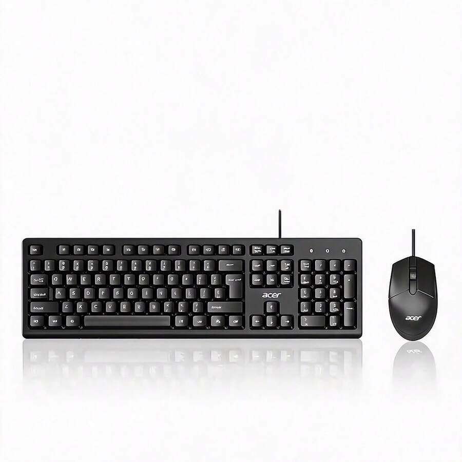 Acer Wired Business Silent Keyboard And Mouse Combo, 107-Key Standard Layout, USB Plug And Play, Low-Noise Keys, Comfortable Office Set - View 1