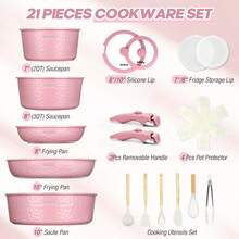 Detachable Handle Ceramic Nonstick Pots And Pans Set Induction Compatible Cookware For Kitchen And Rv Oven Dishwasher - View 2