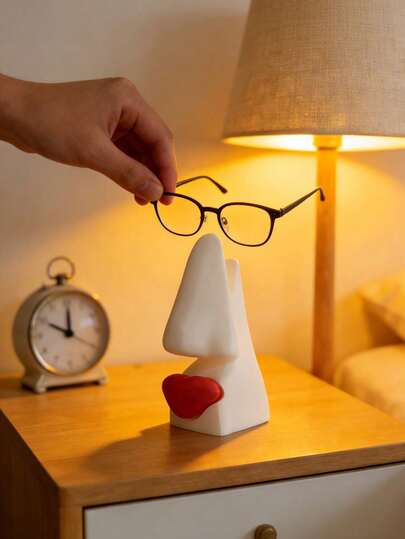 1 pieza Soporte divertido para gafas, Soporte decorativo para gafas, Soporte para gafas con labios rojos impresos en 3D, Organizador de almacenamiento de plástico resistente, Adecuado para sala de estar, dormitorio, oficina o como regalo para familiares y amigos, Mejora la decoración del escritorio o la mesita de noche