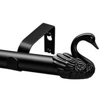 1pc Swan Style Decorative Curtain Rod, Iron Rod Body, Sturdy And Durable, Comes With Small Brackets For Secure Installation, Black Elegant Low-Key Versatile, Halloween Gift Card, Recommended Item - 1PC - View 1