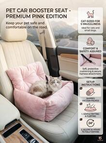 PETSIN 1 buah Bantal Kursi Mobil Hewan Peliharaan Warna Pink yang Dapat Dilepas, Cocok untuk Semua Musim, Kursi Mobil Hewan Peliharaan, Tempat Tidur Hewan Peliharaan dengan Tali, Cocok untuk Kucing dan Anjing Ukuran Sedang & Kecil - Berwarna merah muda - View 5
