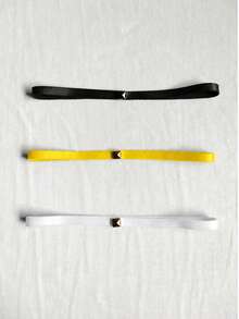 3-Pack Elastic Headband Bandanas For Running, Gym, Yoga, Casual Streetwear - Black, White, Yellow - 白色,黑色和黃色 - 查看 1