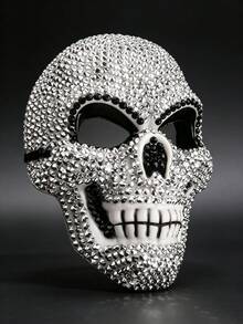 1pc Luxury Hockey Rhinestone Mask, Dark Punk Style With Dense Rhinestone Craftsmanship, Lightweight And Fits Face Shape, Suitable For Makeup Party, Carnival, Theme Dinner, Cosplay Convention, Party Outfit - Multicolor - View 3