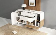 White & Light Oak Sideboard - Storage Space For Living Room - White and Oak - View 10