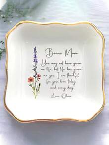 Personalized Birthday Floral Jewelry Dish_Custom Watercolor Flower Ring Dish_Christmas Gift_Wedding Bridesmaid Gift_Birthday Jewelry Tray - Multicolor 1 - View 2