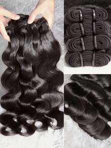 Grade 12A Quality, Untreated Brazilian Human Hair, Wavy Strands, Natural Hair Color, Untreated Remy Human Hair Extensions, Sewn-In Extensions, No Hair Shedding, Soft And Lustrous, Naturally Voluminous And Full, Highly Heat-Resistant - SPure Natural - View 5