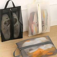 1pc Foldable Breathable Mesh Shoe Bag - Transparent Visible Design Storage Bag, Portable Handheld Sports Fitness Shoe Storage Bag, Dust-Proof Moisture-Proof Large Capacity Shoe Storage Bag, Suitable For Gym, Travel, Beach And Cosmetics - View 1