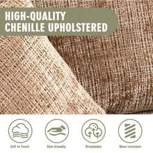Lazy Sofa, Single Seat Bean Bag Sofa Chair, High-Back Durable Chenille Soft Recliner, Upholstered Lounge Sofa Chair, Includes 3 Pillows, Indoor/Outdoor Use, No Assembly Required, Suitable For Living Room, Bedroom And Apartment(Coffee) - 咖啡棕 - 查看 6