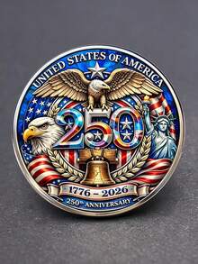 US Independence Day 250th Anniversary Commemorative Coin Replica Set, Independence Day Theme Party Favors - Multicolor - View 8