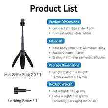 TELESIN Mini Quick Release Selfie Stick Tripod Portabel dengan Panjang yang Dapat Diatur untuk Go Pro 13 12 11 10 Max Osmo Action Action 6 5 Pro Osmo Nano Camera - View 13