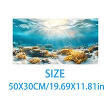 Seascape Sand, Rock, Water Plant And Fish Tank Decor - Coral Reef Self-Adhesive Removable Wallpaper-Style Background, Easy To Peel And Stick Freshwater/Saltwater Aquarium Reusable Fish Tank Decoration, Fish Habitat Decor, Aquarium Sticker, Suitable For Stream Tank, Planted Tank, Turtle Tank Landscaping, Studio Photography Backdrop, Self-Adhesive Front - B - View 16