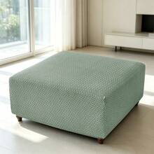 1pc Solid Color Jacquard Ottoman Stool Cover, M Size, Full Coverage Elastic Footstool Cover, Anti-Dirt Footrest Cover, Suitable For Living Room Sofa/Chair - Multicolor - View 9