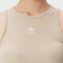 Adidas 三葉草女子夏款經典針織修身圓領運動背心 - 卡其棕 - 查看 5
