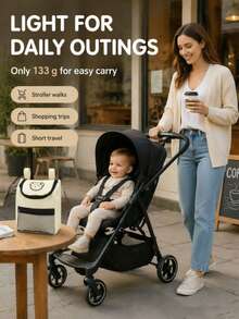 1pc Cute Bear Patch Baby Stroller Storage Bag, Multi-Function Diaper Organizer, Large Capacity Mom Essential - Multicolor - View 6
