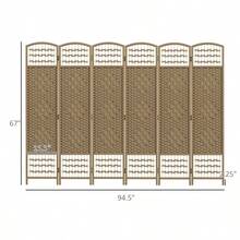 HOMCOM 6 Panel Room Divider, Folding Privacy Screen, 5.6' Room Separator, Wave Fiber Freestanding Partition Wall Divider, Natural-XY444617 - 1 - View 5