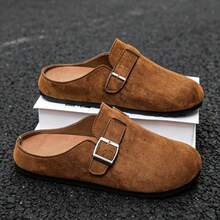 Men's Summer Genuine Leather Sandals, Youth Beach Shoes, Lightweight Breathable Slippers, Men's Low-Top Sandals - Brown - View 6