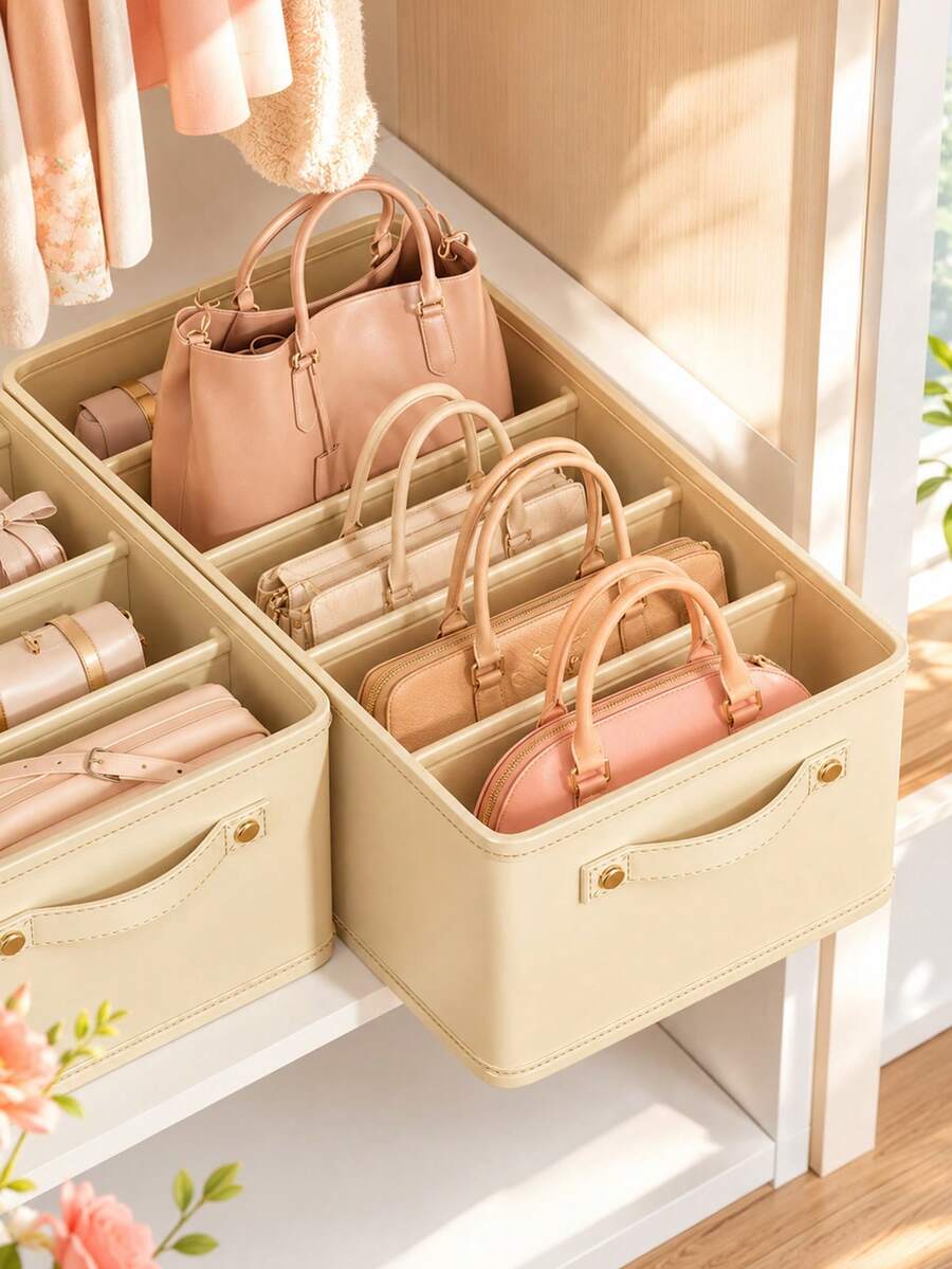 1pc Foldable Multi-Compartment Handbag Storage Organizer, Space-Saving Closet And Bedroom Clothing Organizer, Suitable For Handbags, Backpacks, Shoulder Bags, Wallets And Accessories, Perfect For Home, Dorm, Back To School And Holiday Storage