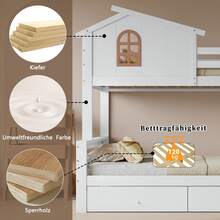 Bed Frame With Windows And Ladder – Kids And Adults Bed - White - View 5