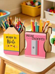 Personalized Wooden Pencil Holder Customized Name Pen Pot, Suitable For Classroom Or Office Desk Storage, Student Style Wooden Name Pen Pot, Suitable For Student Desk Storage, Back To School Season, Best Gift For Teachers, Friends And Family - Multicolor - View 6