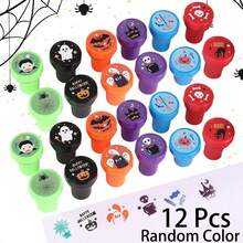 6/12/24/48 Pcs Kit Stempel Otomatis Aneka Warna Halloween dengan 12 Desain Stempel Plastik Berwarna Cerah dan Menyenangkan untuk Anak-anak, Suvenir Pesta Halloween, Pengisi Tas Bingkisan Halloween, Hadiah Kelas Halloween, Warna dan Gaya Acak - hallowen - View 7