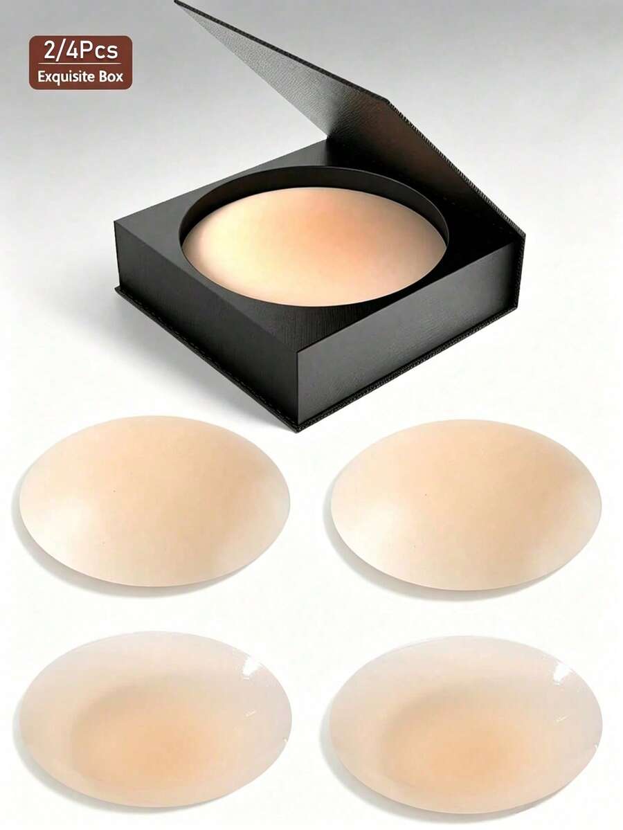 Reusable Invisible Silicone Nipple Covers 2/4Pcs Self Adhesive Pasties Waterproof No Show Nipple Pads With Storage Box For Dress Bra - Multicolor - View 1