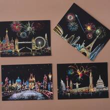 12 Pcs Scratch Postcard, World Famous City Night Scene Scratch Drawing For Teens & Adults, Includes 12 Pre-Printed Cityscape Designs & 12 Scratching Pen, Stress Relief & Screen-Free Activity, Perfect Unique Gift For Men, Women, Christmas, Birthday - 12-piece Scratch Paper Set - View 8
