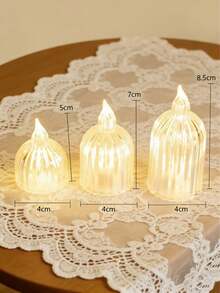 3pcs Set Hot-Selling Transparent LED Electronic Candle Lights, Bar Decor Lights, Birthday Gift Electronic Candle Lights, Suitable For Multiple Scene Arrangements - Candy Lamp - View 3