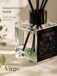 EVODUCK Virgo Zodiac Reed Diffuser 50ml, White Tea & Sage Scented Oil Diffuser With Green Crystal & 4 Fiber Reeds, Flameless Home Fragrance For Bedroom Bathroom Office, Astrology Birthday Gift For Women, Star Sign Room Decor - Flameless Series - View 6