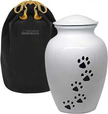 Urna Funeraria Trupoint Memorials para Mascotas Pequeñas, para Cenizas de Perros y Gatos, con Huella de Pata, Urnas de Cremación Negras para Mascotas de hasta 17 libras - Blanco - Ver 7