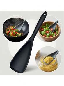 1/2pcs VOVOLY Silicone Cooking Spoons, Suitable For Non-Stick Cookware, Can Stir, Scoop And Scrape, Seamless Design, Silicone Scraper Spoon, Suitable For Cooking And Serving, Multi-Function Scraper Spoon - Multicolor - View 3