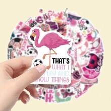 62pcs Pink Soccer Heart Pattern Vinyl Stickers, Cartoon Highly Attractive Decorative Stickers, Suitable For Journals, Seals, Envelopes, Guitars, Musical Instruments, Halloween, Christmas, Teen Party Supplies, Rewards And Inspirational Decorations - 62pcs-multicolor - View 1