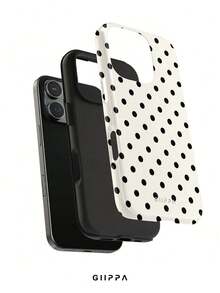GIIPPA 1pc Cream White Base With Black Polka Dot Pattern Design, Phone 17 Pro Max Phone Case, Compatible With Phone 16 Pro Max, 15 Pro Max, 14 Pro Max, Korean-Style High-End Fashion Fun Phone Case, Compatible With 11/12/13/14/15/16 Pro Max Plus, Elegant Design Suitable For Men And Women, Perfect Gift For Girlfriend On Christmas, Valentine's Day, Easter, Wedding Season And Birthday! - Multicolor - View 2
