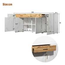 Sideboard White 208x39.5x80cm - With 4 Doors And 2 Drawers In Wood For Dining Room And Living Room - 白色 - 查看 4