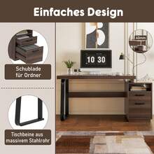Modern Desk 135x54cm, MDF Tabletop, Metal Legs - 棕色 - 查看 11
