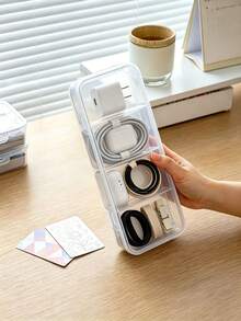 4-Compartment Storage Box, Snap-Lock Transparent PP Material, Multi-Functional Storage Box With Lid, Suitable For Poker Cards, Learning Stationery, Erasers, Creative Tools Storage, Portable Divided Organizer Box, Suitable For Office Desk, Living Room, Drawer, Bedroom And Other Scenes Organization And Storage Tools, Crafts, Cards, Card Games, Plastic Storage Box, Compact Storage Box, Minimalist Storage, Lightweight Storage - View 2