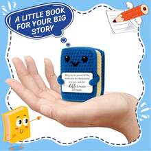 1pc Blue Book, Inspirational Gift For Colleagues | "Proud Of What You've Achieved" Crochet Book | Positive Energy Keepsake For Retirement, Resignation And New Job - Multicolor - View 5