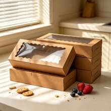 5pcs/10pcs/15pcs White Cardboard Wavy Window Cookie Box, No Handle, Can Be Used As Muffin Box, Cookie Box, Bread Box With Window, Suitable For Pastries, Pies, Muffins, Chocolate, Strawberry - View 7