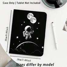 1件翻蓋式平板保護殼，附筆槽，太空人、星星、月亮圖案，相容 Honor 8/9/10/X8/X8A/X9/X8Pro/X9Pro/X9A/Matepad Pro/Matepad SE 11/Matepad 11、Apple 10th Gen/11 2025 (A16) 及 A9 等熱門機型 - 款式12 - 查看 2