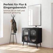 Techigher Sideboard Kitchen Storage Cabinet With 2 Glass Doors, Modern Buffet Cupboard & Side Table For Dining Room, Entryway Console Cabinet For Living Room, 80x39x80.5cm - Multicolor - View 2