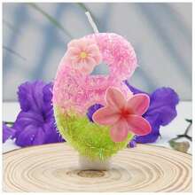 1件雙花數字0-9蠟燭，創意手工蛋糕裝飾生日蠟燭，DIY蛋花蠟燭，適用派對蛋糕裝飾 - 查看 8