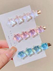 Elegant Women's Hair Clip, Cute Gradient Star-Shaped Decoration Bangs Clip, Daily Hair Accessory - Mixed Color - View 11