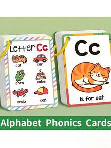 27張英文字母閃卡,幼兒教育,學習動物與字母,認知啟蒙卡,適合3-6歲兒童的字母發音閃卡,包含26個字母、單字及對應解釋 - 彩色 - 查看 6