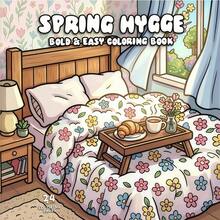 1pc Warm Spring Nordic Style Adult Coloring Book, Cute Pastoral Theme, Spring Theme, Vibrant Colors, Easy To Color, Children's Cute Coloring Book, Perfect Birthday Gift, Stress Relief Gift, Perfect Gift For Halloween, Back To School And Other Holidays - Nordic Style/Spring Coloring Book - View 2