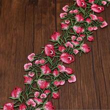 1 Yard Floral Water-Soluble Lace Trim, Hollow 3D Flower Embroidered Mesh Ribbon, Macaron Bright Color Wavy Decorative Lace, Lolita Dress, Curtain Trim, DIY Sewing Craft Supplies - Floral Lace - View 12