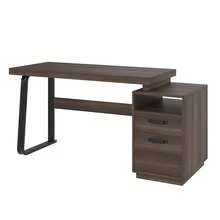 Modern Desk 135x54cm, MDF Tabletop, Metal Legs - 棕色 - 查看 6