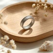 1pc Korean Niche Silver Asymmetrical Geometric Ring, Ins Popular Minimalist Style Hand Accessory, Unique 3D Cut Design With High-End Texture, Simple And Sleek Without Bulk, Stunning For Single Or Layered Wear, Open Adjustable To Fit Various Finger Sizes - Set - View 8