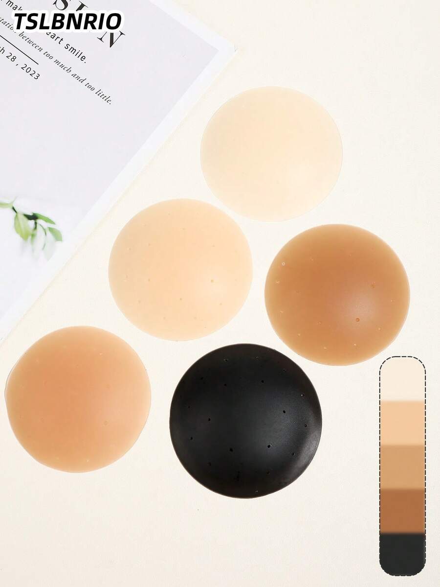 Plus Size Ultra-Thin Breathable Reusable Adhesive Nipple Covers For Women, Suitable For Backless Dresses - Multicolor - View 1