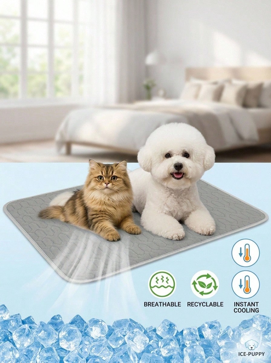 PETSIN Keset Pendingin Hewan Peliharaan Ukuran Besar untuk Kucing dan Anjing | Tersedia 5 Ukuran | Kain Jala Bernapas | Alas Pendingin Hewan Peliharaan Musim Panas | Keset Pendingin Hewan Peliharaan Sutra Es | Cocok untuk Tempat Tidur dan Sofa - MultiWarna - View 1