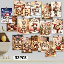 Set Of 32 Whimsical Christmas Mouse Postcards - 4X6 Inches Retro Journal Paper, Classic Pinup Artwork, Collectible Decorative Cards For Scrapbooking & Craft Projects - Sets - View 1