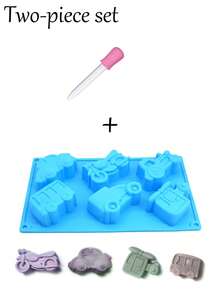 Juego de 7 piezas de moldes de silicona de transporte, molde 3D de coche, molde de silicona para coche y motocicleta, molde de chocolate de coche de dibujos animados, juego de moldes de horneado con gotero, silicona, fácil de desmoldar, resistente al calor, suave y antiadherente, juego DIY para el hogar, adecuado para comida de bebé, chocolate, gomitas, gelatina, velas aromáticas, jabón hecho a mano, pastel de cumpleaños de bebé, postre DIY con tema de niño - Multicolor - Ver 11